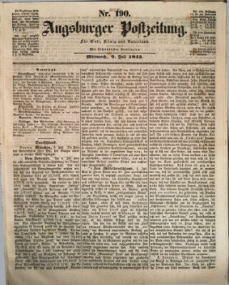 Augsburger Postzeitung Mittwoch 9. Juli 1845