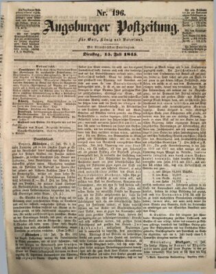 Augsburger Postzeitung Dienstag 15. Juli 1845