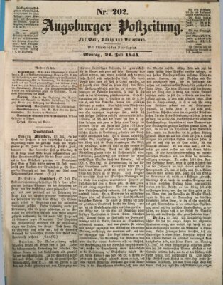 Augsburger Postzeitung Montag 21. Juli 1845