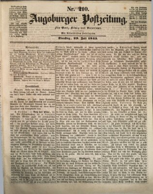 Augsburger Postzeitung Dienstag 29. Juli 1845