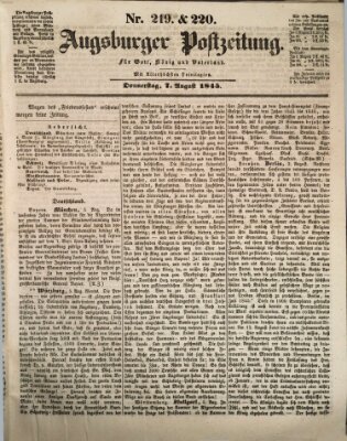 Augsburger Postzeitung Donnerstag 7. August 1845