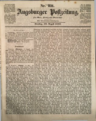 Augsburger Postzeitung Dienstag 19. August 1845