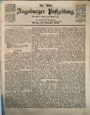 Augsburger Postzeitung Montag 15. September 1845