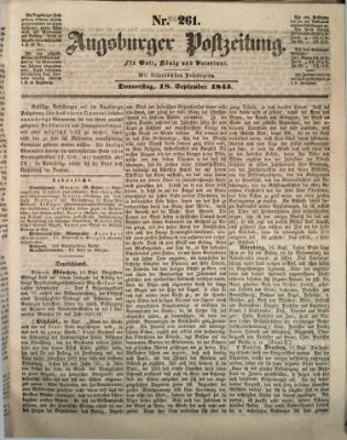 Augsburger Postzeitung Donnerstag 18. September 1845