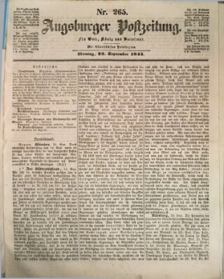 Augsburger Postzeitung Montag 22. September 1845