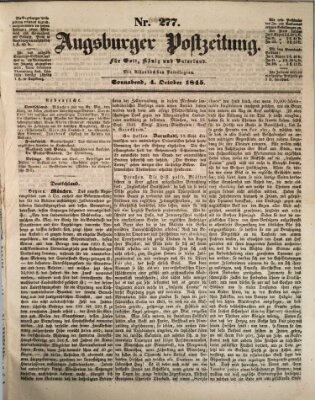 Augsburger Postzeitung Samstag 4. Oktober 1845