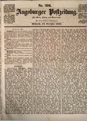 Augsburger Postzeitung Mittwoch 12. November 1845