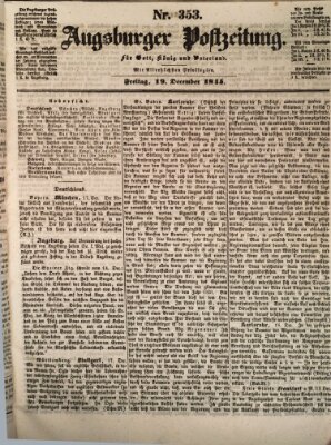 Augsburger Postzeitung Freitag 19. Dezember 1845