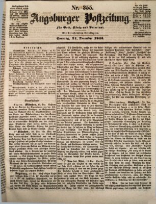 Augsburger Postzeitung Sonntag 21. Dezember 1845