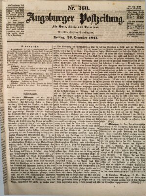 Augsburger Postzeitung Freitag 26. Dezember 1845