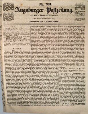 Augsburger Postzeitung Samstag 27. Dezember 1845