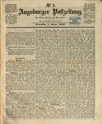 Augsburger Postzeitung Donnerstag 1. Januar 1846