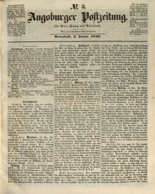 Augsburger Postzeitung Samstag 3. Januar 1846