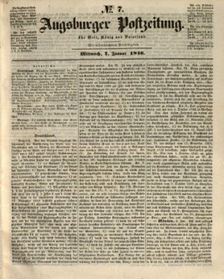 Augsburger Postzeitung Mittwoch 7. Januar 1846