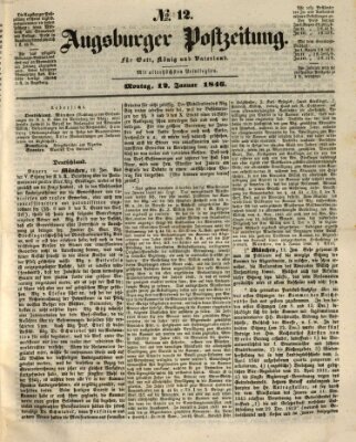 Augsburger Postzeitung Montag 12. Januar 1846