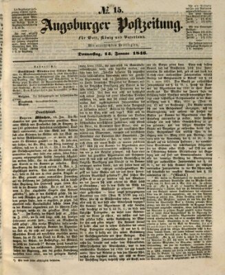 Augsburger Postzeitung Donnerstag 15. Januar 1846