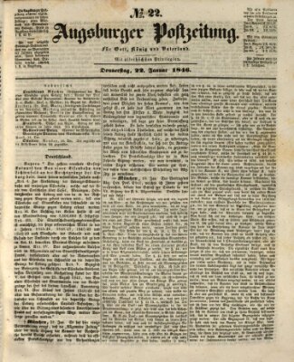 Augsburger Postzeitung Donnerstag 22. Januar 1846