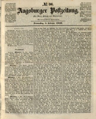 Augsburger Postzeitung Donnerstag 5. Februar 1846