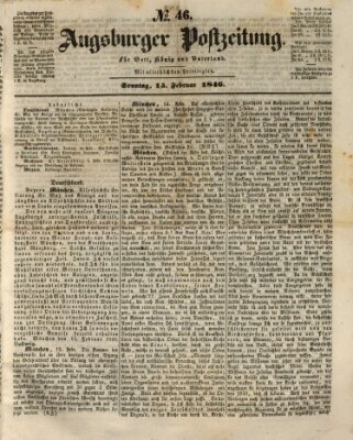 Augsburger Postzeitung Sonntag 15. Februar 1846