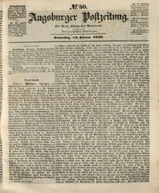 Augsburger Postzeitung Donnerstag 19. Februar 1846