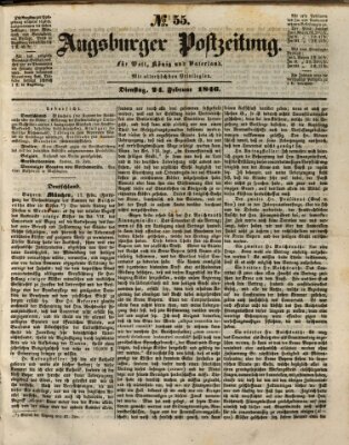 Augsburger Postzeitung Dienstag 24. Februar 1846