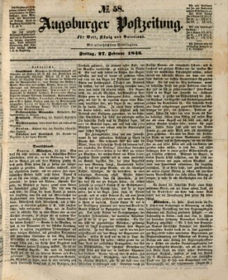 Augsburger Postzeitung Freitag 27. Februar 1846