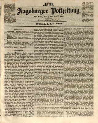 Augsburger Postzeitung Mittwoch 1. April 1846