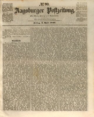 Augsburger Postzeitung Freitag 3. April 1846
