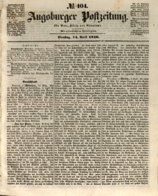 Augsburger Postzeitung Dienstag 14. April 1846