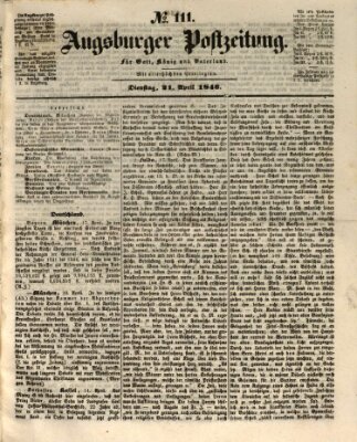 Augsburger Postzeitung Dienstag 21. April 1846