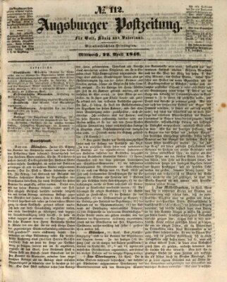 Augsburger Postzeitung Mittwoch 22. April 1846