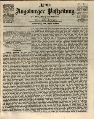 Augsburger Postzeitung Donnerstag 23. April 1846