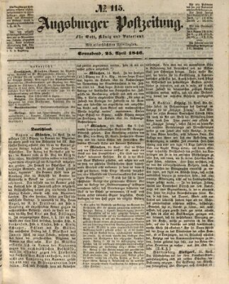 Augsburger Postzeitung Samstag 25. April 1846