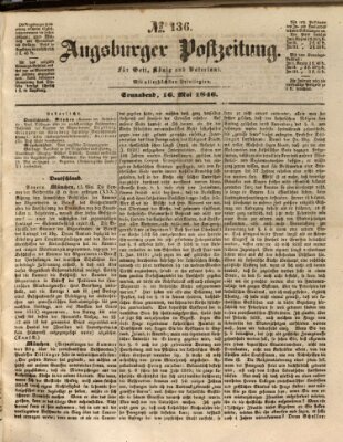 Augsburger Postzeitung Samstag 16. Mai 1846