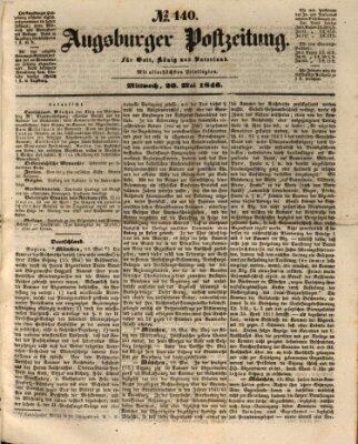 Augsburger Postzeitung Mittwoch 20. Mai 1846