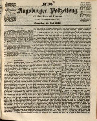 Augsburger Postzeitung Donnerstag 18. Juni 1846