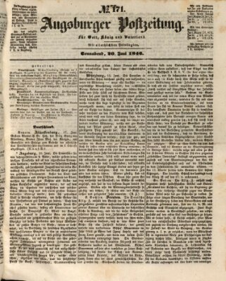 Augsburger Postzeitung Samstag 20. Juni 1846