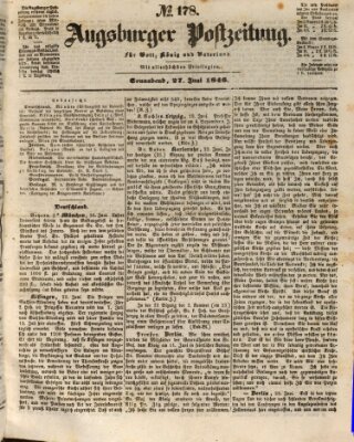 Augsburger Postzeitung Samstag 27. Juni 1846