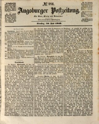 Augsburger Postzeitung Dienstag 30. Juni 1846