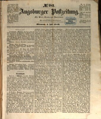 Augsburger Postzeitung Mittwoch 1. Juli 1846