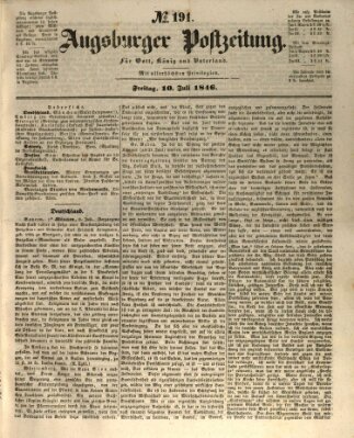 Augsburger Postzeitung Freitag 10. Juli 1846