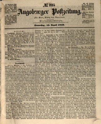 Augsburger Postzeitung Donnerstag 13. August 1846