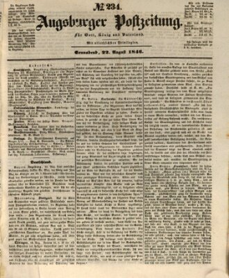 Augsburger Postzeitung Samstag 22. August 1846