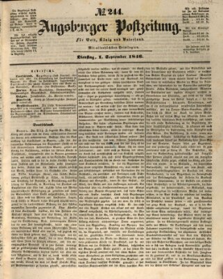 Augsburger Postzeitung Dienstag 1. September 1846