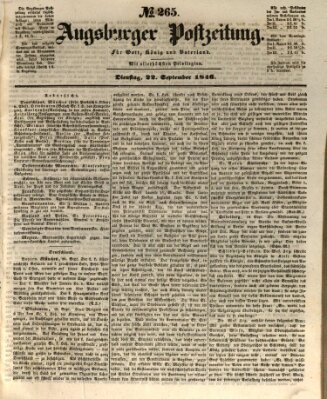 Augsburger Postzeitung Dienstag 22. September 1846