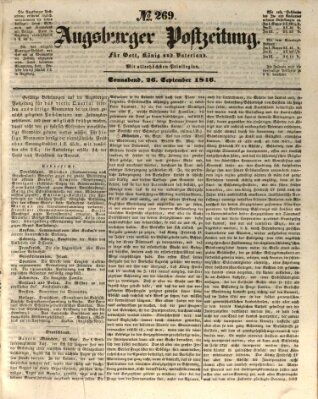 Augsburger Postzeitung Samstag 26. September 1846