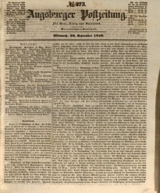 Augsburger Postzeitung Mittwoch 30. September 1846