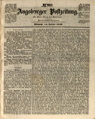 Augsburger Postzeitung Mittwoch 14. Oktober 1846