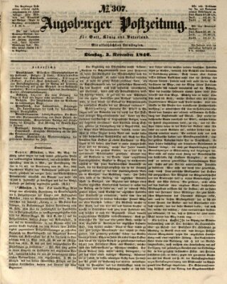 Augsburger Postzeitung Dienstag 3. November 1846