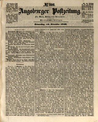 Augsburger Postzeitung Donnerstag 12. November 1846